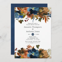Dusche für Ingwer- und Navy-Floral-Hochzeitspaare