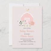 Dusche für Jungtiere in rosa Scheune Einladung (Vorderseite)