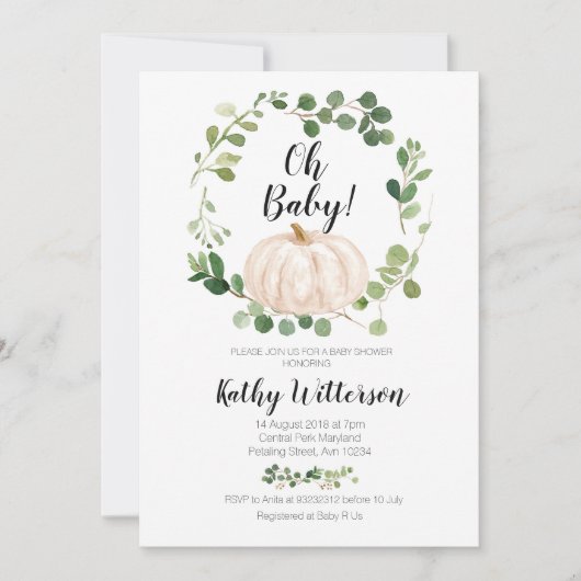 Dusche für Kürbis Einladung (Vorderseite)