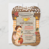 Dusche für Kürbiskinder, rustikales Holz Einladung (Vorderseite)