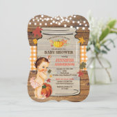 Dusche für Kürbiskinder, rustikales Holz Einladung (Stehend Vorderseite)