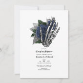 Dusche für Navy Blue Floral Skull Gothic Couples Einladung (Vorderseite)