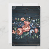 Dusche für Navy & Copper Peony Wood Couples Einladung (Rückseite)