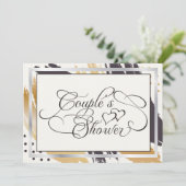 Dusche für Paar | Modern Paint Strokes Typografie Einladung (Stehend Vorderseite)