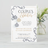 Dusche für Paar | Moderner Schwarz-Gold-Minimal Ankündigung (Stehend Vorderseite)