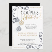 Dusche für Paar | Moderner Schwarz-Gold-Minimal Ankündigung (Vorne/Hinten)