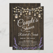 Dusche für Paare - Lavendel Rustikales Holz Einladung (Vorne/Hinten)
