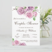 Dusche für Paare, Lila Blume Paare Kinderdusche Einladung (Stehend Vorderseite)