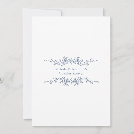 Dusche für Paare mit klassischem französischem Blu Einladung (Rückseite)