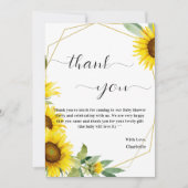 Dusche für Sonnenblumen Dankeskarte (Vorderseite)