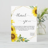 Dusche für Sonnenblumen Dankeskarte (Stehend Vorderseite)