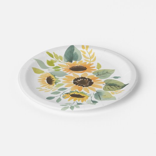 Dusche für Sonnenblumen Pappteller (Schrägansicht)