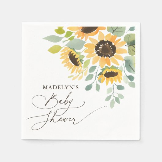 Dusche für Sonnenblumen Serviette (Vorderseite)