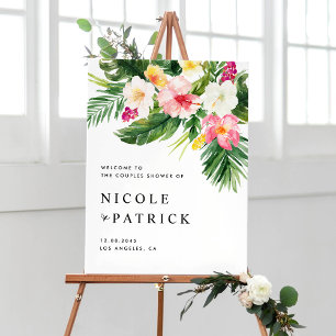 Dusche für tropische Blume und Grünpflanzen Poster