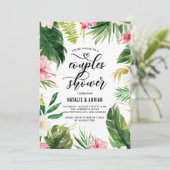 Dusche für tropische Blumenrahmen Einladung (Stehend Vorderseite)