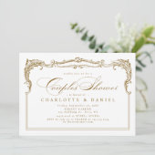 Dusche für Vintage Frame Classic Script Couples Einladung (Stehend Vorderseite)