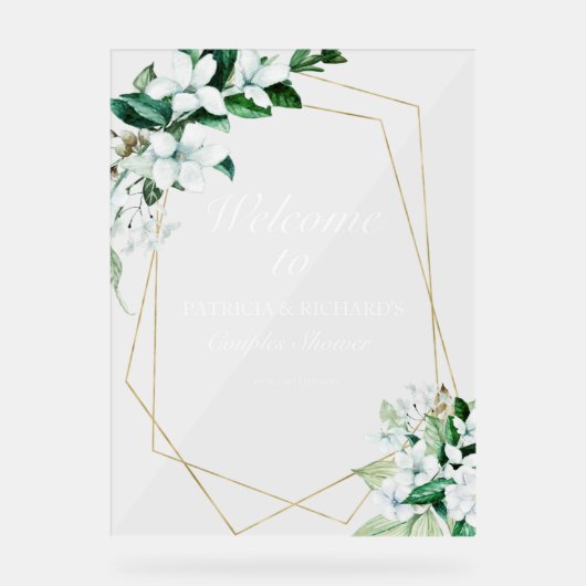 Dusche Geometric Greenery Couples Willkommen Acrylschild (Vorderseite)