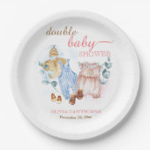 Dusche im Doppelzimmer Wasserfarbe Rosa Blau Pappteller (Vorderseite)