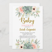 Dusche in Aquarellfarben Blütenspülung Einladung (Vorne/Hinten)