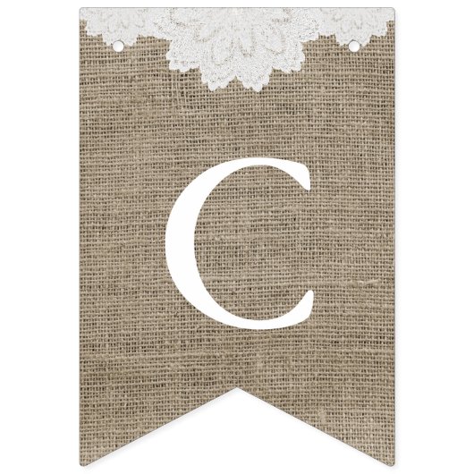 Dusche in Burlap und White Lace Wimpelkette (Zweite Fahne)