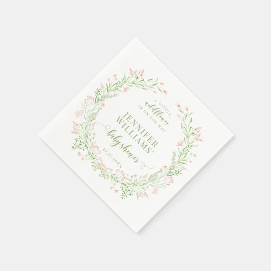 Dusche in grüner Wildblume, kleine Babydusche Serviette (Ecke)