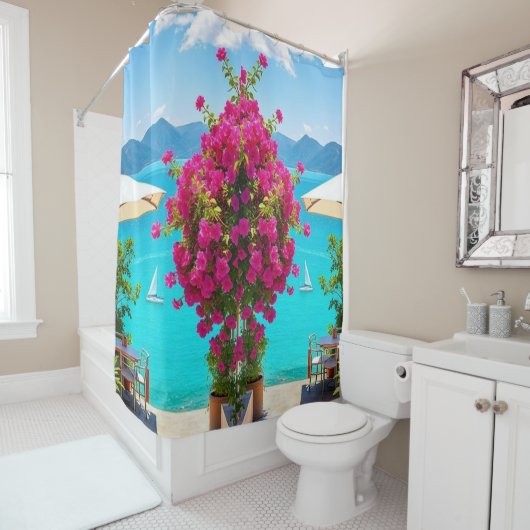 "Dusche in Romance - Café Vibes und Garden Beauty! Duschvorhang (Beispiel)