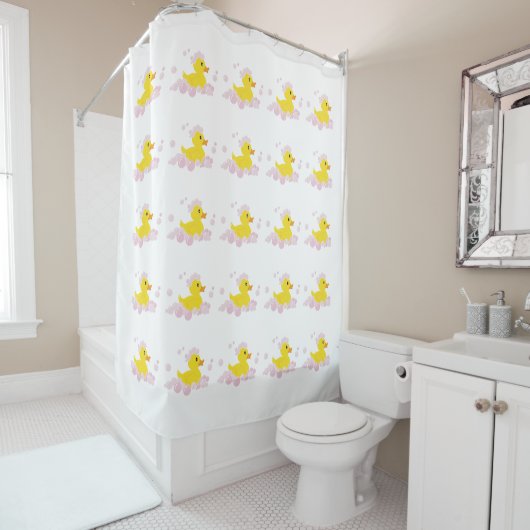 Dusche in rosa Bläschen Duschvorhang (Beispiel)