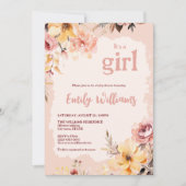 Dusche in Rosa, Dusche in Aquarell Einladung (Vorderseite)