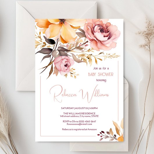 Dusche in Rosa, Dusche in Aquarell Einladung