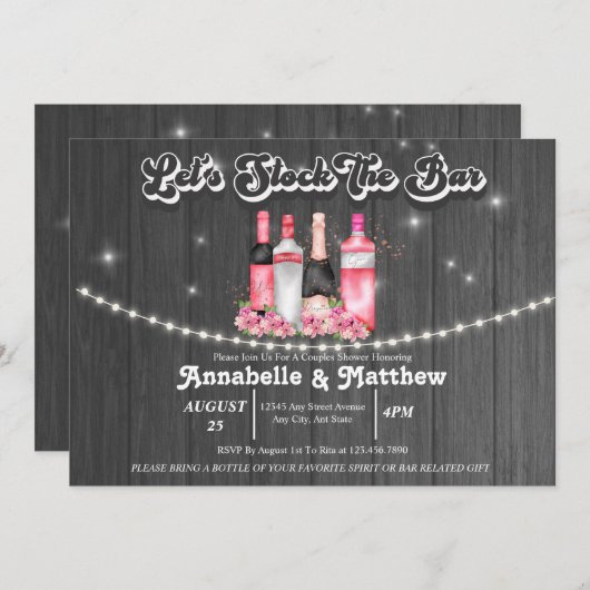 Dusche | Lagerbestand des Bar Einladung (Vorne/Hinten)