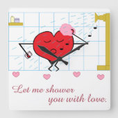 Dusche Liebe: Platz Quadratische Wanduhr (Vorderseite)