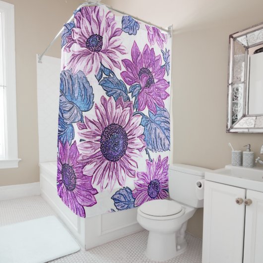 Dusche lila und blau Blumen Duschvorhang (Beispiel)