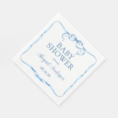 Dusche mit blauer Ribbon Watercolor Serviette (Ecke)