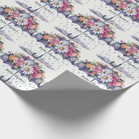 Dusche mit Blume Babydusche Geschenkpapier (Ecke)