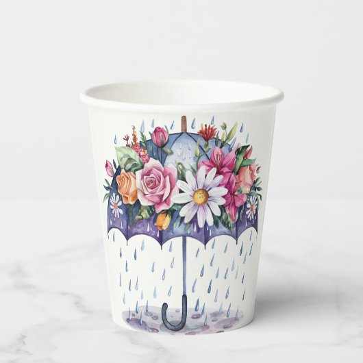 Dusche mit Blume Babydusche Pappbecher (Rückseite)