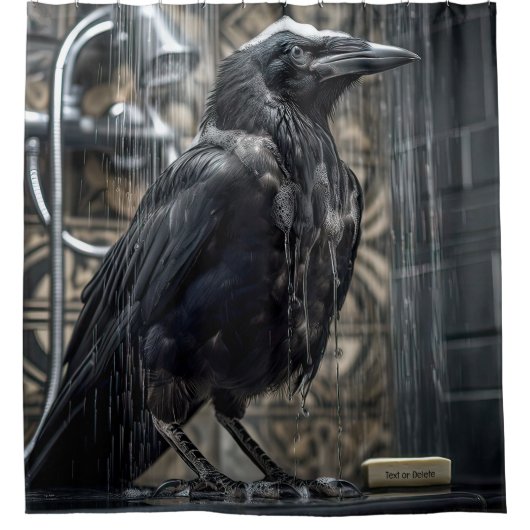 Dusche mit Crow Duschvorhang (Vorderseite)