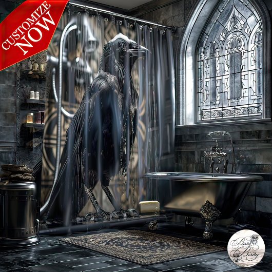Dusche mit Crow Duschvorhang