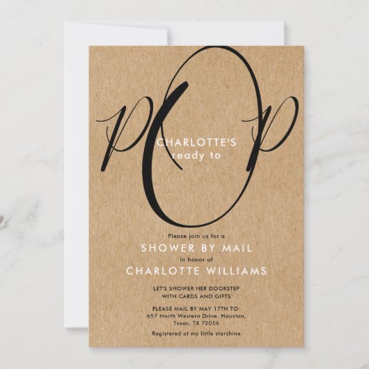 Dusche mit der Post Fernsprinkle rustikale Kraft Einladung (Vorderseite)