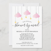 Dusche mit der Post Lange Entfernung Baby Girl Pin Einladung (Vorderseite)