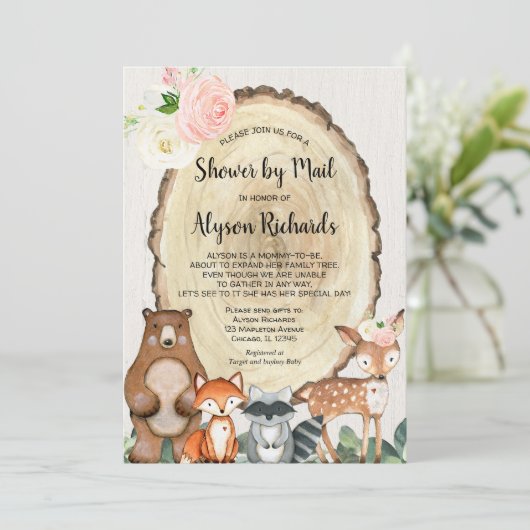 Dusche mit der Post rustikale Mädchendusche Einladung (Stehend Vorderseite)