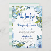 Dusche mit der Post von der fernblauen Babydusche Einladung (Vorne/Hinten)