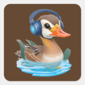 Dusche mit Kopfhörer im Wasser Quadratischer Aufkleber (Vorderseite)