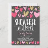 Dusche mit Liebe Baby Dusche Einladungsherzen Herz Einladung (Vorderseite)