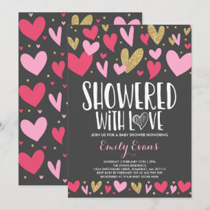 Dusche mit Liebe Baby Dusche Einladungsherzen Herz Einladung
