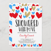Dusche mit Liebe Baby Dusche Einladungsherzen Herz Einladung (Vorne/Hinten)