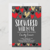 Dusche mit Liebe Baby Dusche Einladungsherzen Herz Einladung (Vorderseite)