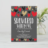 Dusche mit Liebe Baby Dusche Einladungsherzen Herz Einladung (Stehend Vorderseite)