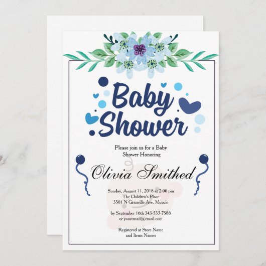 Dusche mit Liebe - Kinderdusche Einladung (Vorne/Hinten)