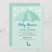 Dusche mit Liebe Minze Grüne Schirmdusche Einladung (Vorne/Hinten)