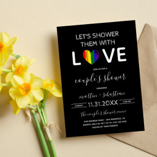 Dusche mit Liebe Regenbogenherz LGBT Paarschauer Einladung